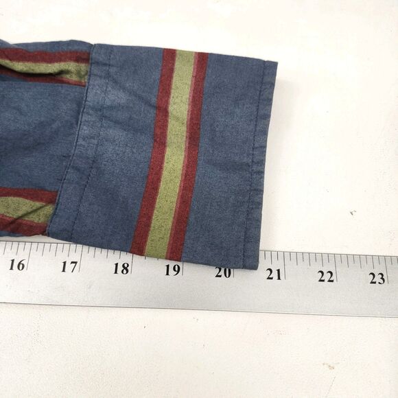 Project Red Outlaws England Shirt Mens XL Blue Striped Distressed Motorcycle - Picture 12 of 14